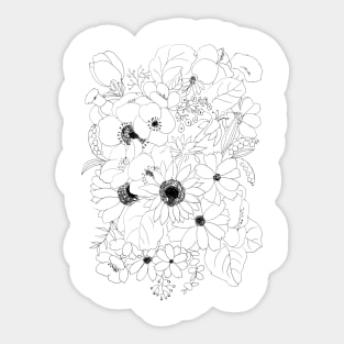 flowers arrangement line drawing Sticker